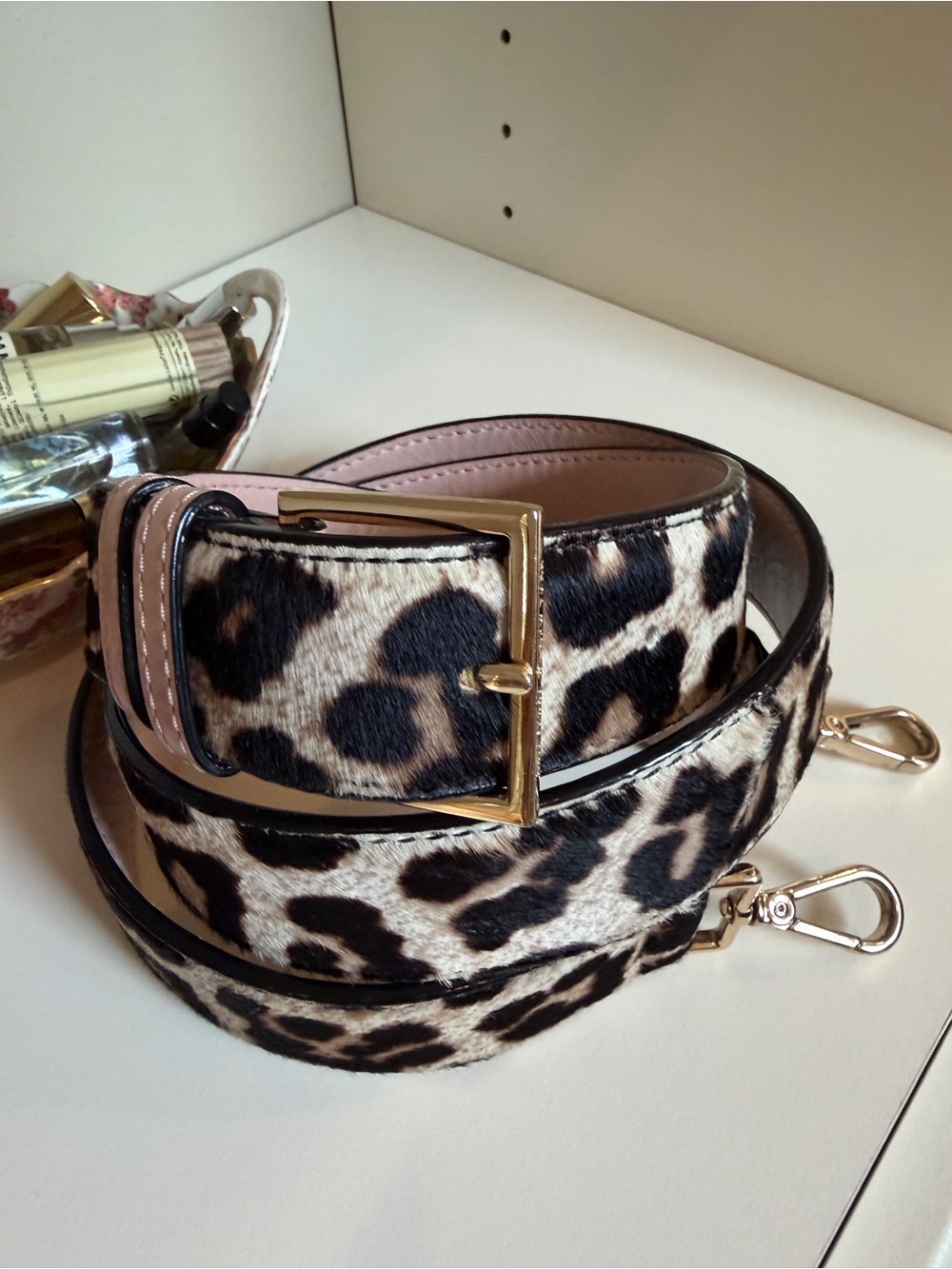 Kate Spade Blush Leather Leopard Print Purse Strap - Picture 2 of 3